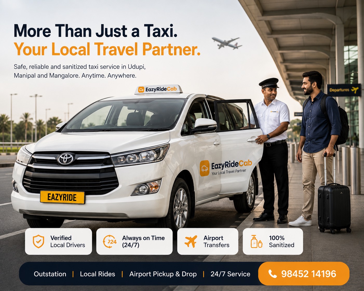 Safe and sanitized taxi service in Udupi by EazyRideCab